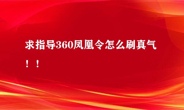 求指导360凤凰令怎么刷真气！！