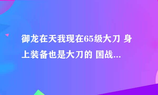 御龙在天我现在65级大刀 身上装备也是大刀的 国战啊 出国啊 打人蛋疼 想转 转什么