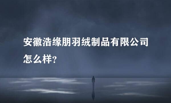 安徽浩缘朋羽绒制品有限公司怎么样？