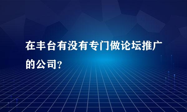 在丰台有没有专门做论坛推广的公司？