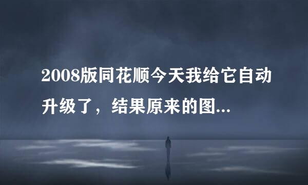 2008版同花顺今天我给它自动升级了，结果原来的图标（五张扑克牌角加一颗红星）一下没了