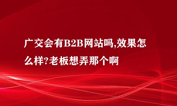 广交会有B2B网站吗,效果怎么样?老板想弄那个啊