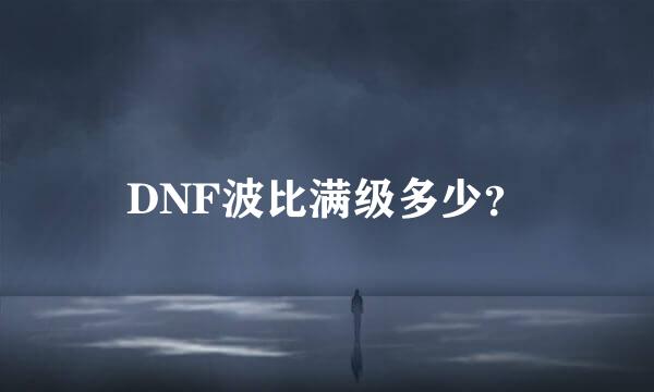 DNF波比满级多少？