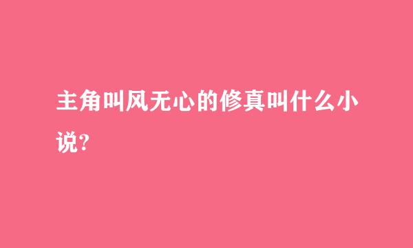 主角叫风无心的修真叫什么小说?