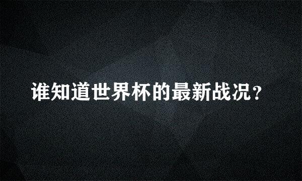 谁知道世界杯的最新战况？