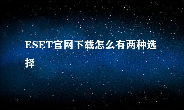 ESET官网下载怎么有两种选择