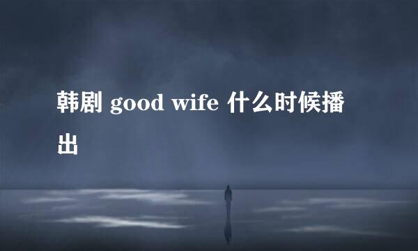 韩剧 good wife 什么时候播出