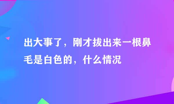 出大事了，刚才拔出来一根鼻毛是白色的，什么情况