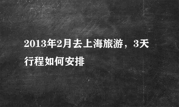 2013年2月去上海旅游，3天行程如何安排