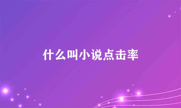 什么叫小说点击率