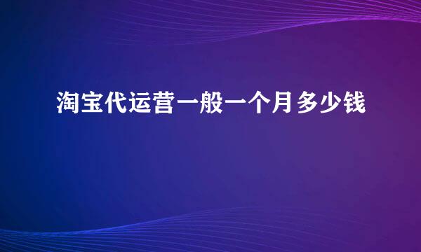 淘宝代运营一般一个月多少钱