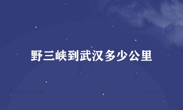 野三峡到武汉多少公里