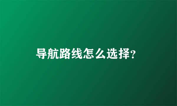 导航路线怎么选择？