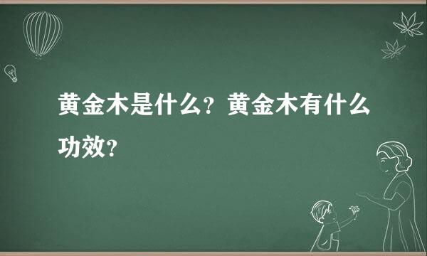 黄金木是什么？黄金木有什么功效？