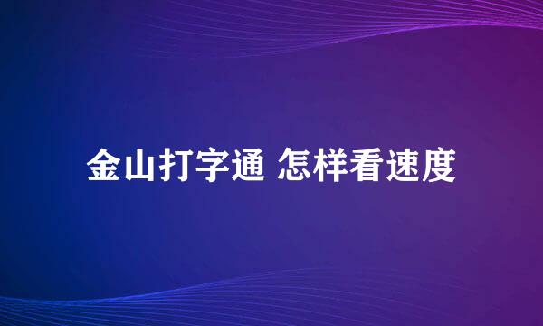 金山打字通 怎样看速度