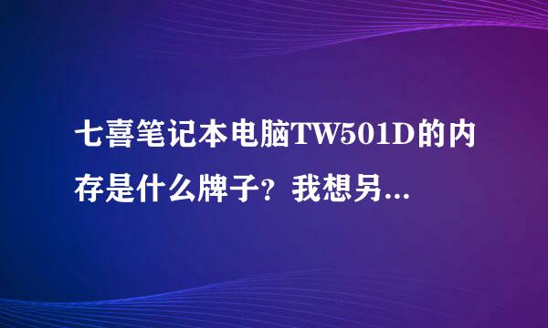 七喜笔记本电脑TW501D的内存是什么牌子？我想另外买一条1G的内存。