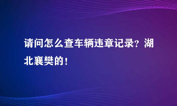 请问怎么查车辆违章记录？湖北襄樊的！