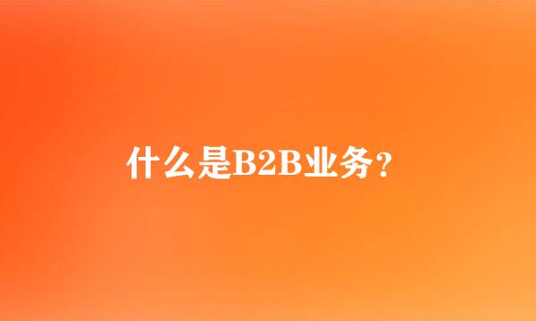 什么是B2B业务？