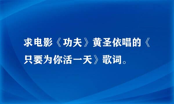 求电影《功夫》黄圣依唱的《只要为你活一天》歌词。