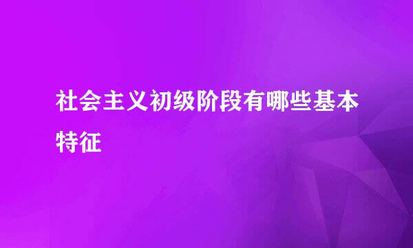 社会主义初级阶段有哪些基本特征