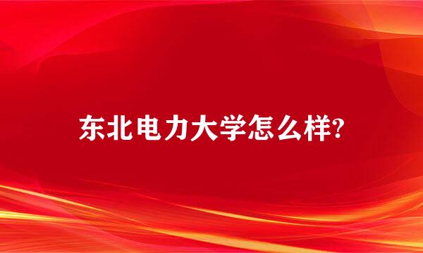 东北电力大学怎么样?