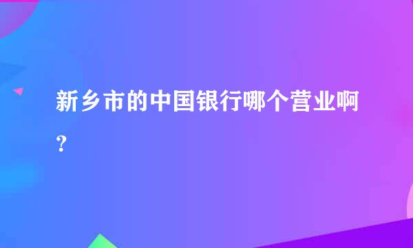 新乡市的中国银行哪个营业啊？