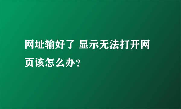 网址输好了 显示无法打开网页该怎么办？