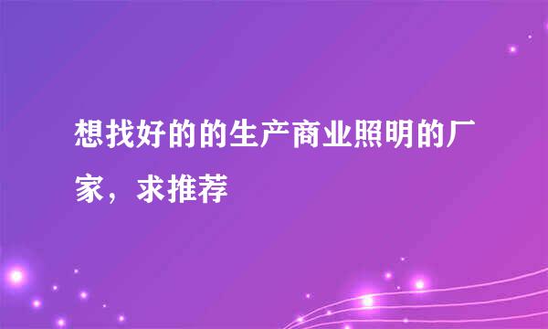 想找好的的生产商业照明的厂家，求推荐