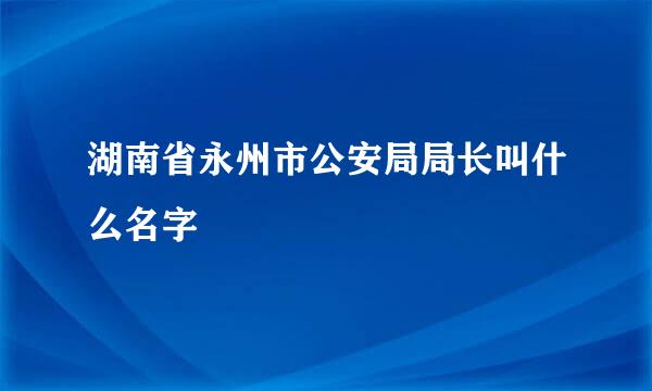 湖南省永州市公安局局长叫什么名字