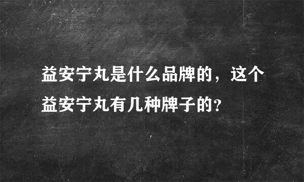 益安宁丸是什么品牌的，这个益安宁丸有几种牌子的？