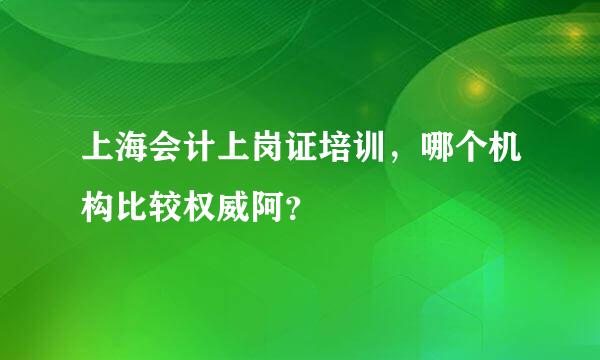 上海会计上岗证培训，哪个机构比较权威阿？
