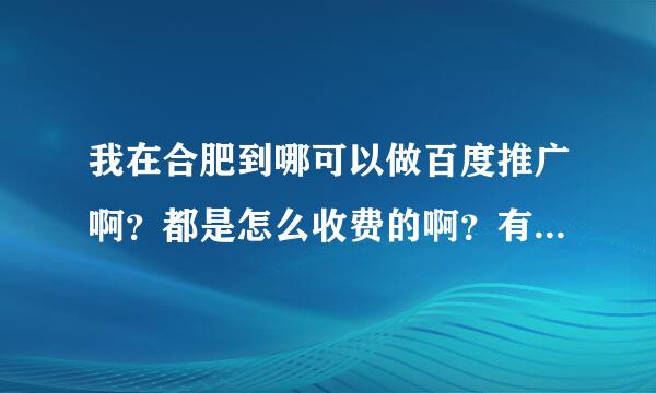 我在合肥到哪可以做百度推广啊？都是怎么收费的啊？有人介绍一下吗？