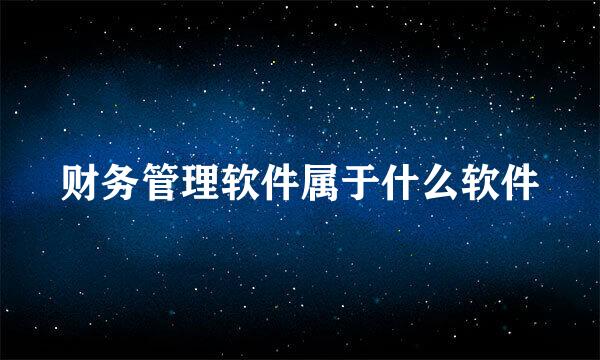 财务管理软件属于什么软件