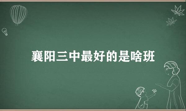 襄阳三中最好的是啥班