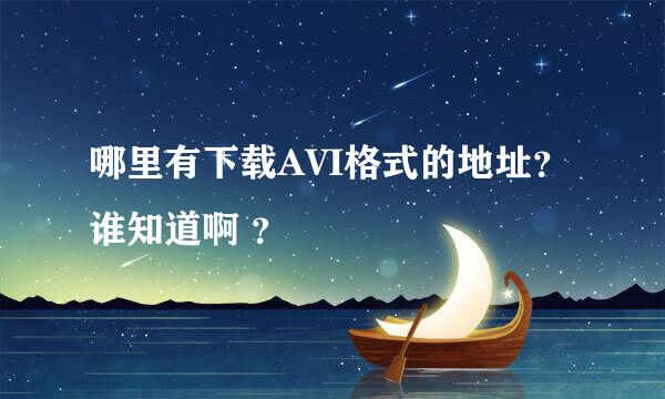 哪里有下载AVI格式的地址？谁知道啊 ？