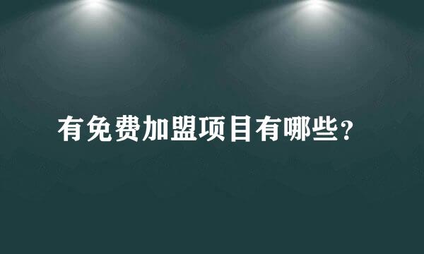 有免费加盟项目有哪些？