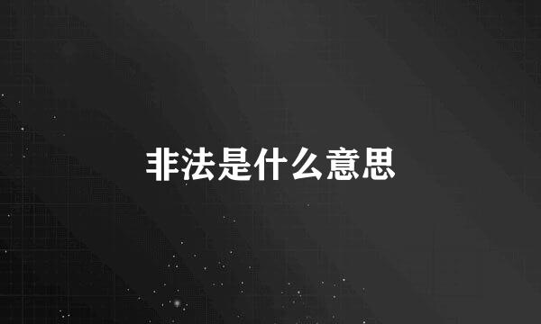 非法是什么意思