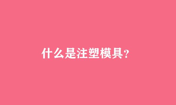 什么是注塑模具？