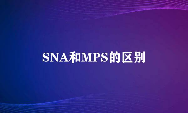 SNA和MPS的区别