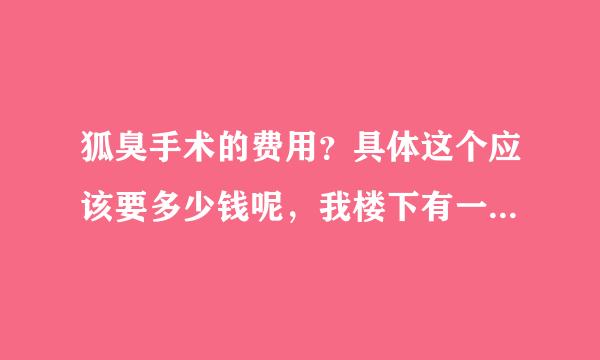 狐臭手术的费用？具体这个应该要多少钱呢，我楼下有一个整形的地方我想去那里看看，到底要怎么才可以治好