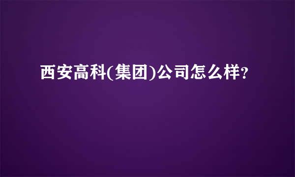 西安高科(集团)公司怎么样？