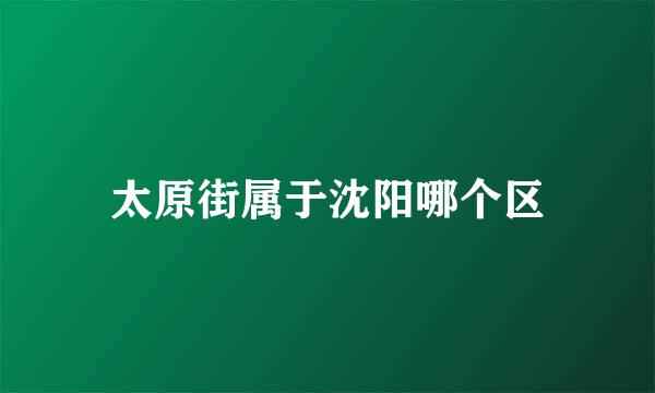 太原街属于沈阳哪个区