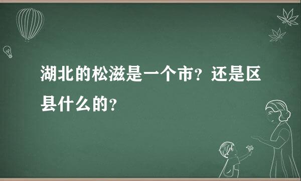 湖北的松滋是一个市？还是区县什么的？