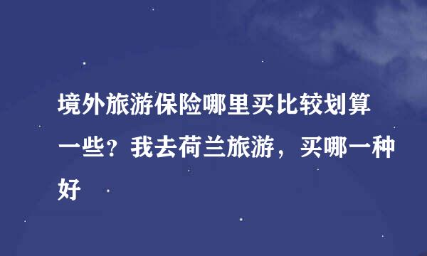 境外旅游保险哪里买比较划算一些？我去荷兰旅游，买哪一种好