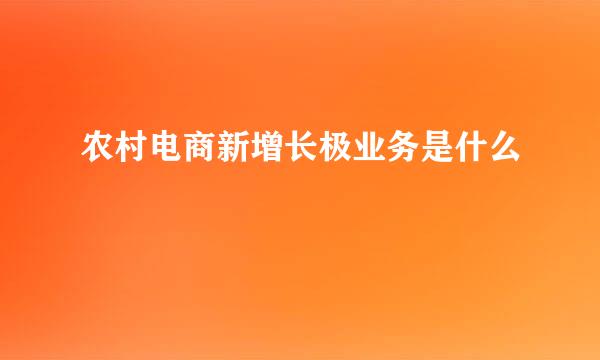 农村电商新增长极业务是什么