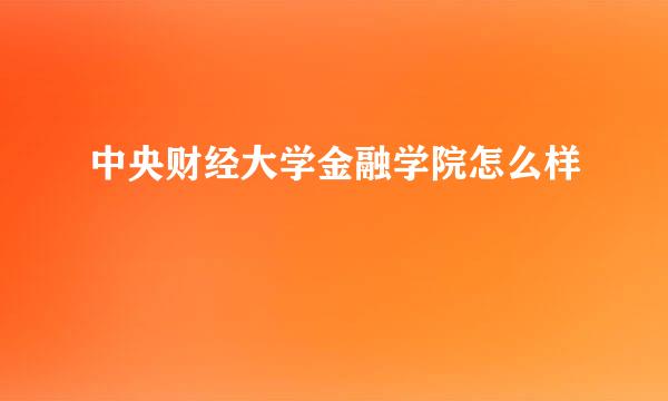 中央财经大学金融学院怎么样