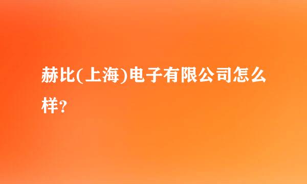 赫比(上海)电子有限公司怎么样？