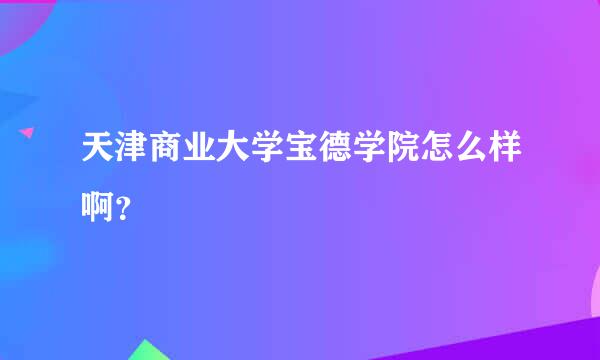 天津商业大学宝德学院怎么样啊？