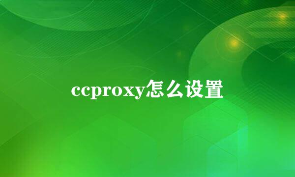 ccproxy怎么设置