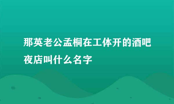 那英老公孟桐在工体开的酒吧夜店叫什么名字